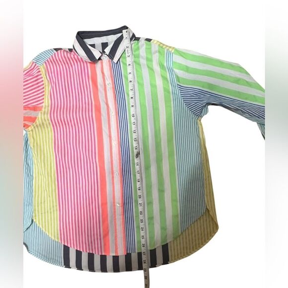 Vilagallo Donia Shirt 46 xl multicolored stripes vibrant button down blouse top - Picture 7 of 7